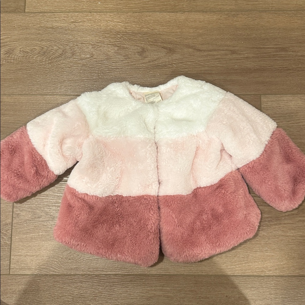 First Impressions Pink and Cream Fur Jacket